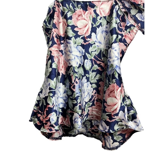 Kathryn 80s Vintage Navy Floral Camisole & Tap Shorts Lingerie Set Small - Picture 5 of 9